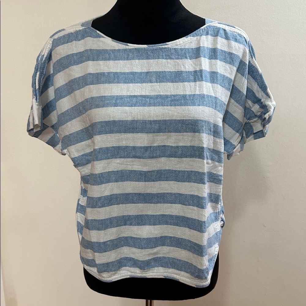 Zara Sky Blue and White Striped Shirt (1138 )